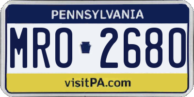 PA license plate MRO2680