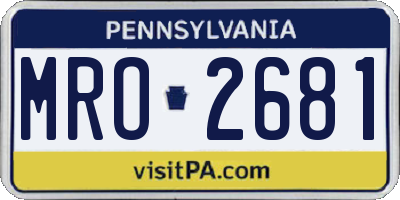 PA license plate MRO2681