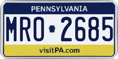 PA license plate MRO2685
