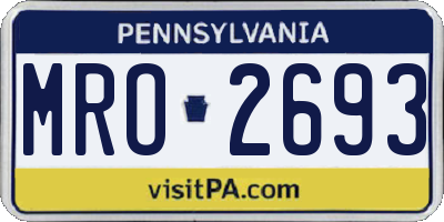 PA license plate MRO2693