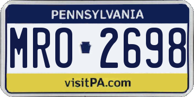 PA license plate MRO2698