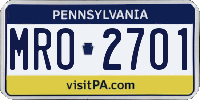 PA license plate MRO2701
