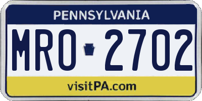 PA license plate MRO2702
