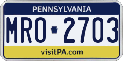 PA license plate MRO2703