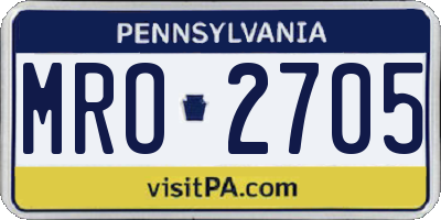 PA license plate MRO2705