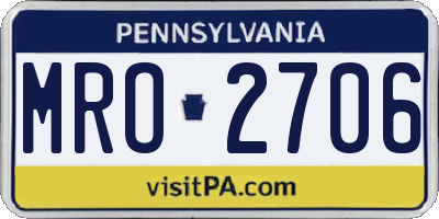 PA license plate MRO2706