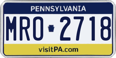 PA license plate MRO2718