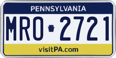 PA license plate MRO2721