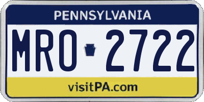 PA license plate MRO2722