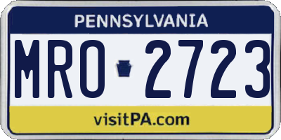 PA license plate MRO2723