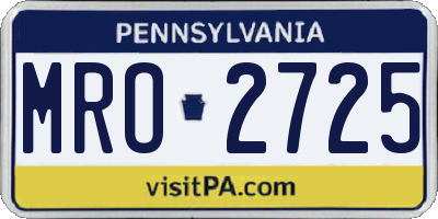 PA license plate MRO2725