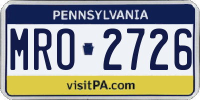PA license plate MRO2726