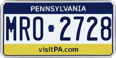 PA license plate MRO2728
