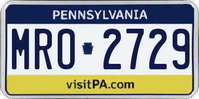 PA license plate MRO2729