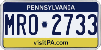 PA license plate MRO2733