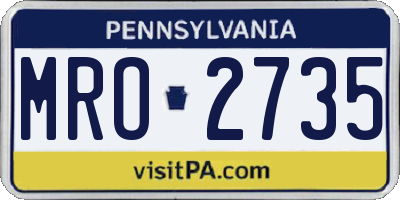 PA license plate MRO2735