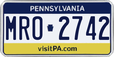 PA license plate MRO2742