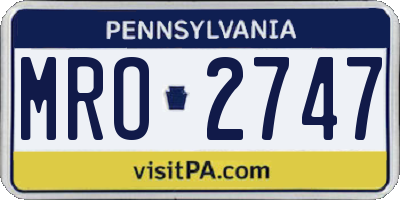PA license plate MRO2747