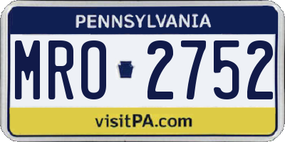 PA license plate MRO2752