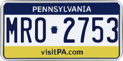 PA license plate MRO2753