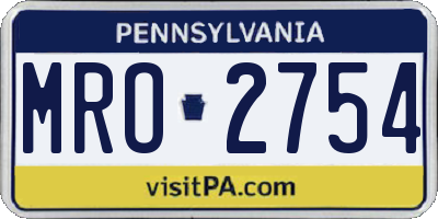PA license plate MRO2754
