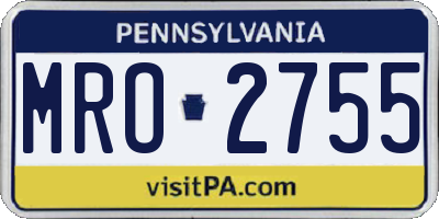 PA license plate MRO2755