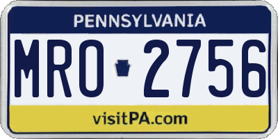 PA license plate MRO2756