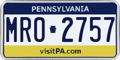 PA license plate MRO2757