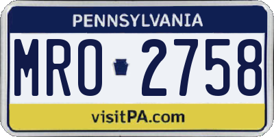 PA license plate MRO2758