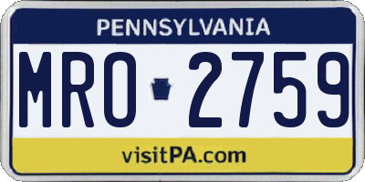 PA license plate MRO2759