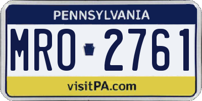 PA license plate MRO2761