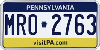 PA license plate MRO2763