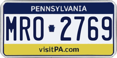 PA license plate MRO2769