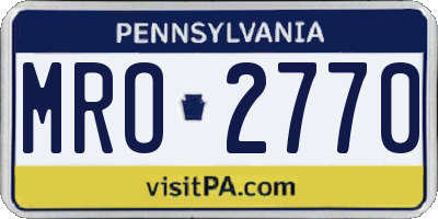 PA license plate MRO2770