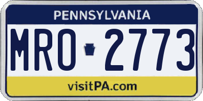 PA license plate MRO2773