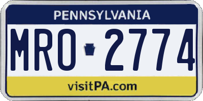 PA license plate MRO2774