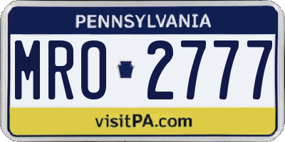 PA license plate MRO2777