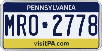 PA license plate MRO2778