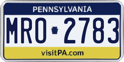 PA license plate MRO2783