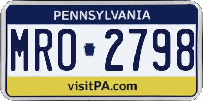 PA license plate MRO2798