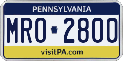 PA license plate MRO2800