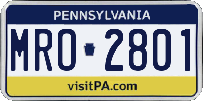 PA license plate MRO2801