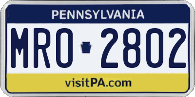 PA license plate MRO2802