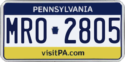 PA license plate MRO2805