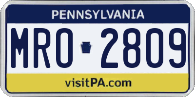 PA license plate MRO2809
