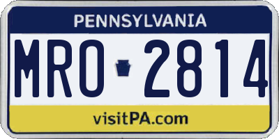 PA license plate MRO2814