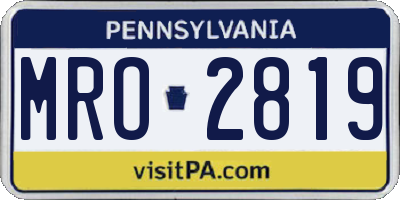 PA license plate MRO2819