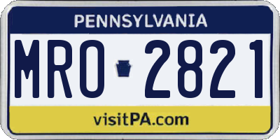 PA license plate MRO2821