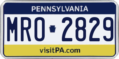 PA license plate MRO2829