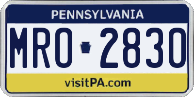 PA license plate MRO2830